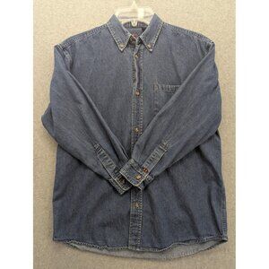 Bugle Boy Denim Shirt Womens Large Blue Button Down Long Sleeve Casual Workwear